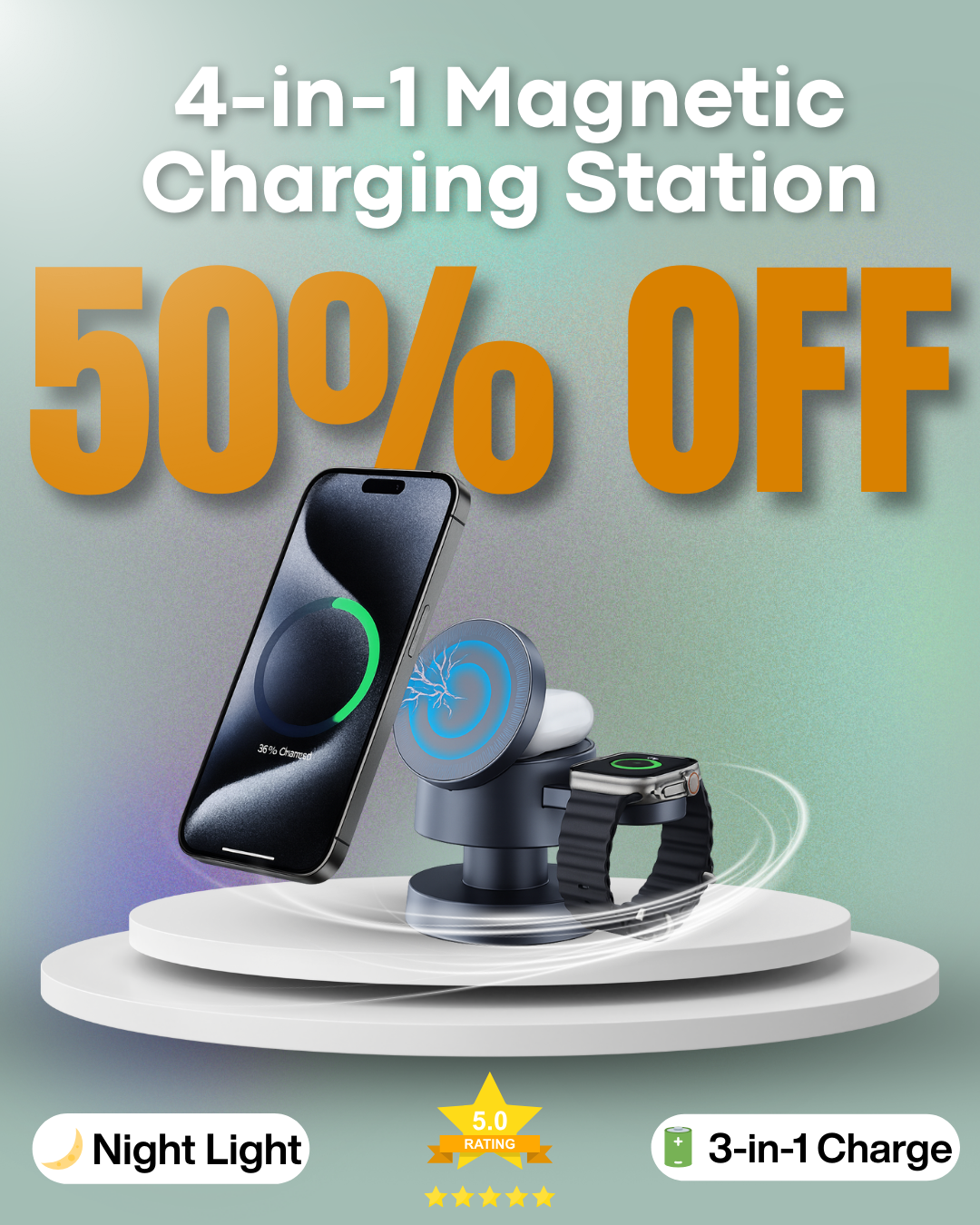 DockUnit™ 4-in-1 Magnetic Wireless Charging Station | Fast Charger