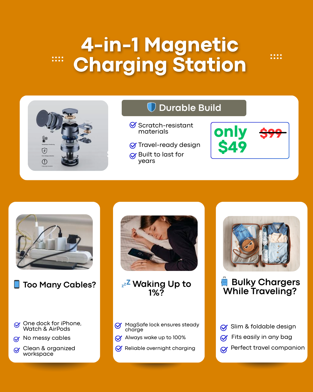DockUnit™ 4-in-1 Magnetic Wireless Charging Station | Fast Charger