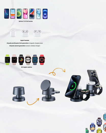 DockUnit™ 4-in-1 Magnetic Wireless Charging Station | Fast Charger